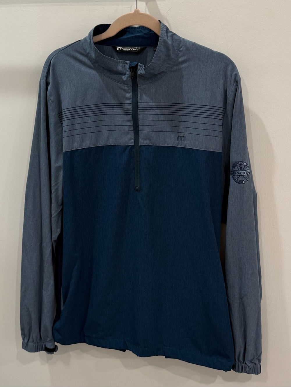 Travis Mathew Two-Tone Zip Pullover in Navy and Slate